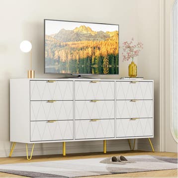 Commodekast met 9 schuifladen, 150 x 34 x 74 cm, dressoir, m, Verzenden, Zo goed als nieuw
