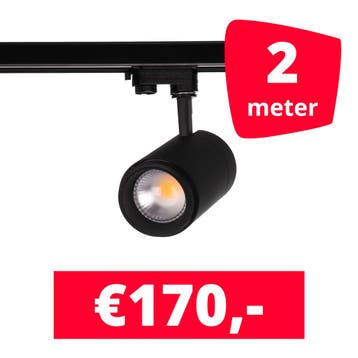 LED Railverlichting Easy Focus 25W Zwart 2 spots + 2M rails, Ophalen of Verzenden