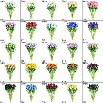 Tulpen fuchsia wit purple real touch foam 33 cm bundel ca., Ophalen of Verzenden, Nieuw