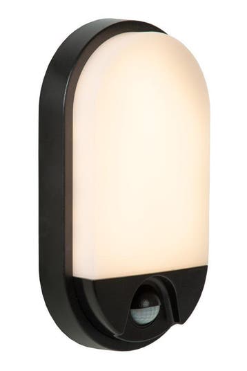 Lucide HUPS Ovale Wandlamp Binnen/Buiten 10W Sensor Zwart, Verzenden, Nieuw, Kunststof, Overige fittingen