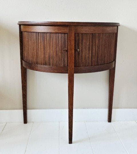 Kast - Eik - Vintage demi-lune kastje, Antiek en Kunst, Kunst | Designobjecten