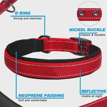 Veilige Hondenhalsband met Reflecterende Strepen - Ontsnappi, Dieren en Toebehoren, Verzenden, Nieuw