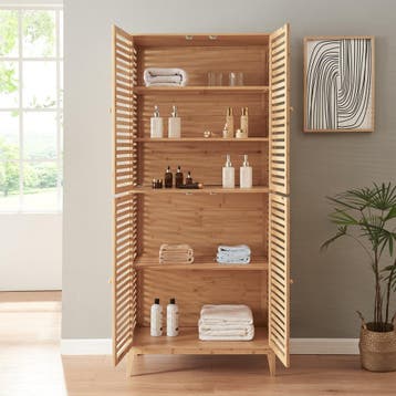 Badkamerkast Raurgela bamboe 180x80x40 cm naturel [en.casa], Verzenden, Nieuw