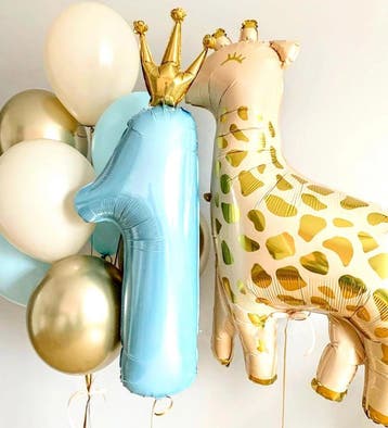 8-delige eerste verjaardag ballon set met Giraf, Verzenden, Nieuw, Versiering, Verjaardag