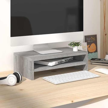 vidaXL Monitorstandaard 42x24x13 cm bewerkt hout grijs, Minder dan 50 cm, Verzenden, Nieuw, Minder dan 100 cm
