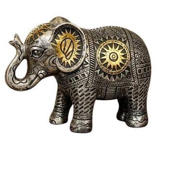 sculptuur, Decorative Elephant Sculpture – Silver Effect