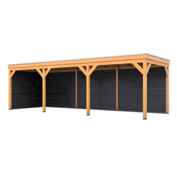 Douglas overkapping, 302 x 735 cm + wanden zwart, Verando, Nieuw