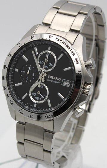 Seiko - Unused Chronograph Black Dial Watch fullset - Zonder