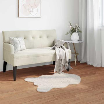 vidaXL Antislip vloerkleed van imitatie konijnenbont OLITE, Verzenden, Nieuw, Crème