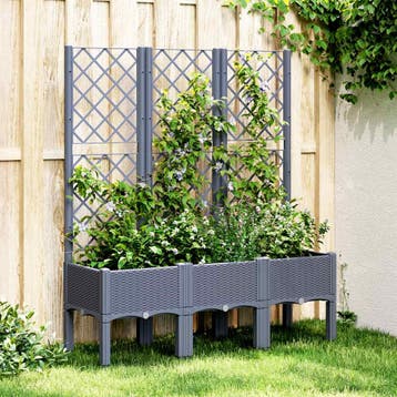 vidaXL Plantenbak met latwerk 120x40x142 cm polypropeen, Tuin en Terras, Verzenden, Nieuw, Kunststof