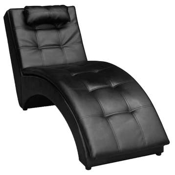 vidaXL Chaise longue met kussen kunstleer zwart, Verzenden, Nieuw