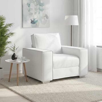 vidaXL Sofa Stoel Wit 100 cm Nep Leer, Verzenden, Nieuw, Leer, Minder dan 150 cm
