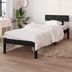 vidaXL Bedframe massief grenenhout zwart 90x190 cm, 90 cm, Eenpersoons, Verzenden, Zwart