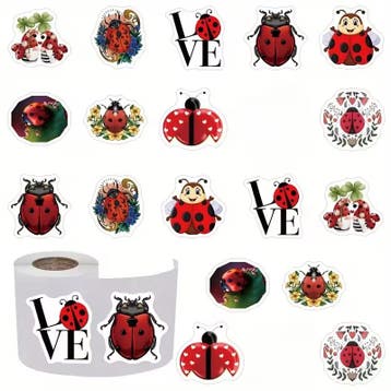 Sluitstickers lieveheersbeestje rond etiket 2,5 cm rol 500, Ophalen of Verzenden, Nieuw