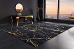 Design Tapijt MARBLE 240x160cm zwart goud marmerlook, Ophalen of Verzenden, Nieuw