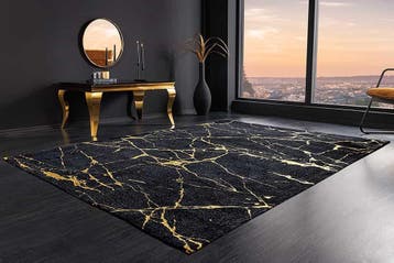 Design Tapijt MARBLE 240x160cm zwart goud marmerlook, Ophalen of Verzenden, Nieuw