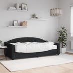 vidaXL Slaapbank met matras 90x190 cm stof zwart, 90 cm, Eenpersoons, Verzenden, Zwart