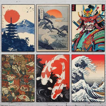 Japanse Vintage Poster Wanddecoratie Canvas - Stijlvolle Kun, Verzenden, Nieuw