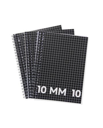 HEMA Collegebloks zwart A4 geruit 10mm - 3 stuks, Verzenden, Nieuw