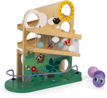 Janod - Houten ballenbaan met bel - Rups, Ophalen of Verzenden, Nieuw