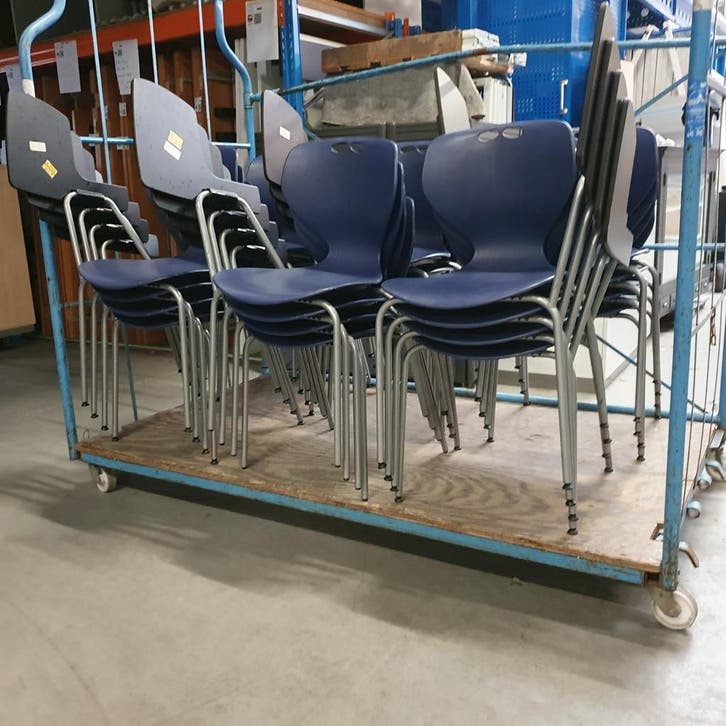 Ahrend 450 Merryfair conferentiestoel met schrijfblad - blau, Huis en Inrichting, Stoelen, Ophalen of Verzenden