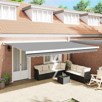 vidaXL Handmatige Luifel Frame 5 x 3 m Wit Gepoedercoat, Verzenden, Nieuw