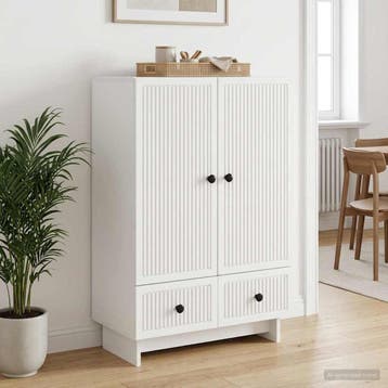 vidaXL Dressoir Wit 66 x 34,5 x 95 cm Geconstrueerd hout, Verzenden, Nieuw, Overige houtsoorten, Minder dan 50 cm