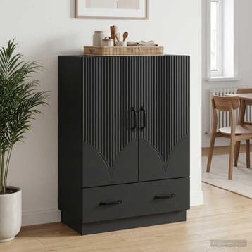 vidaXL Dressoir met lade Zwart 66 x 34,5 x 92 cm Bewerkt, Verzenden, Nieuw, Overige houtsoorten, Minder dan 50 cm