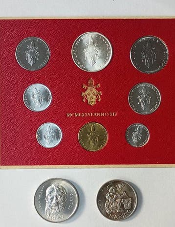 San Marino, Vaticaan. Lire 500 + lire 1000+ set