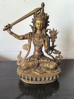 Decoratief ornament - Copper statue of Manjusri Bodhisattva