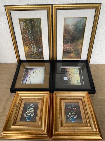 Lijst (6) - Hout, Gouden houten lijst<br>Olieverfschilderij