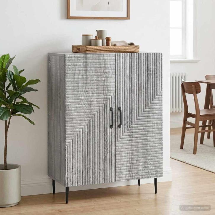 vidaXL Dressoir Grijs sonoma 66 x 34,5 x 89,5 cm Bewerkt, Huis en Inrichting, Kasten | Dressoirs, Nieuw, Minder dan 50 cm, Overige houtsoorten