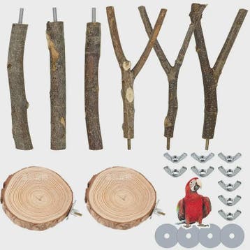 Natuurlijke Houten Papegaai Zitstok Set - Kauwbaar & Pootver, Dieren en Toebehoren