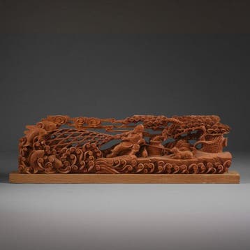 Uitgebeiteld houten reliëfpaneel Ebisu - Hout - Japan -