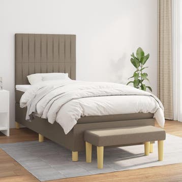 vidaXL Boxspring met matras stof taupe 100x200 cm, 100 cm, Eenpersoons, Verzenden, Nieuw