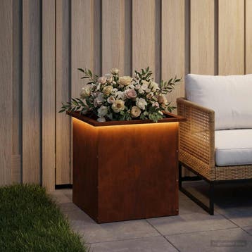 vidaXL Plantenbak met led Roestkleurig 50 x 50 x 48 cm, Tuin en Terras, Verzenden, Minder dan 60 cm, Nieuw, Metaal