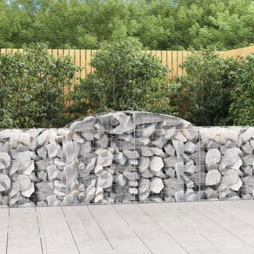 vidaXL Schanskorf gewelfd 300x50x80/100 cm gegalvaniseerd, Tuin en Terras, Bloembakken en Plantenbakken, 100 cm of meer, Verzenden