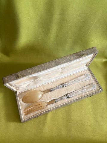 Saladebestek - .950 zilver - 1850-1900, Antiek en Kunst