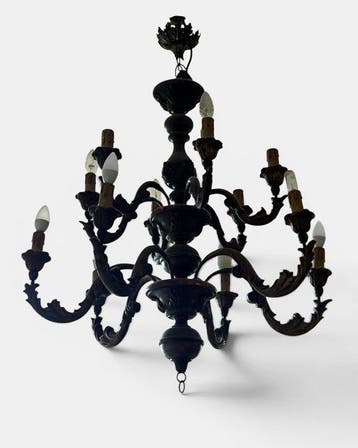 Plafondlamp - gegraveerd hout, gelakt - Barokke kroonluchter