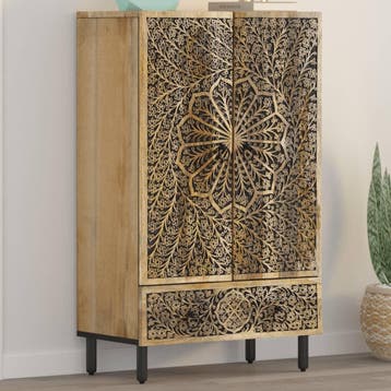 vidaXL buffetkast 60x33x100 cm massief mangohout, Huis en Inrichting, Minder dan 50 cm, Verzenden, 100 tot 150 cm, Nieuw