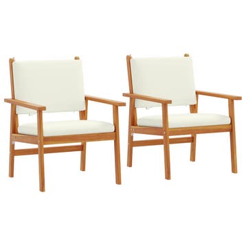vidaXL Tuinstoel met kussen 2 pcs Crème Wit Massief, Verzenden, Nieuw, 2 zitplaatsen