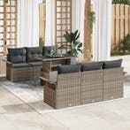 vidaXL Tuin Sofa Set met kussen 7 pcs Grijs poly rattan, Verzenden, Nieuw, Rotan, 7 zitplaatsen