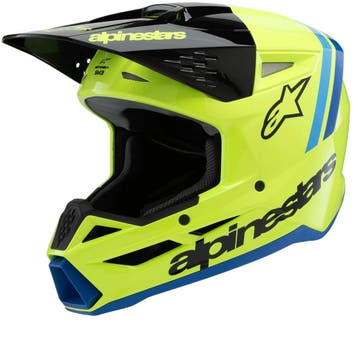 Alpinestars S-M3 Youth Radium Geel Fluo Zwart Blauw Offroad, Motoren, Nieuw met kaartje, Overige merken, Heren, Offroadhelm