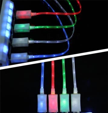 LED data kabel micro USB oplader laad + LED Samsung Galaxy, Verzenden, Nieuw