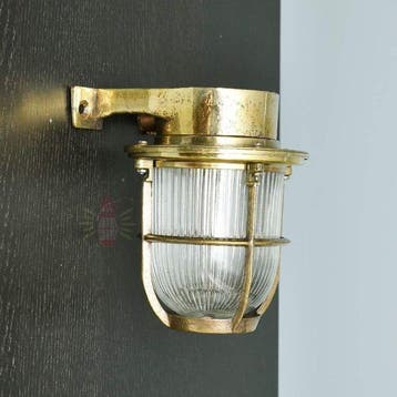 Wandlamp - Messing, Glas - Industrieel kooi-lamp