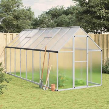 vidaXL Tuinkas met basisframe 445x169x195 cm aluminium, Verzenden, Nieuw