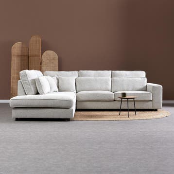 *WOONWINKEL* Hoekbank Met Dubbele Rugkussens Beige L, Verzenden, Nieuw