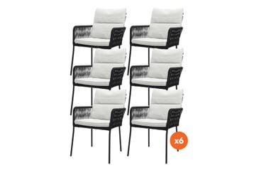 Set van 6 - Teresa dining tuinstoel Rope - Black, Tuin en Terras, Verzenden, Nieuw, Overige materialen