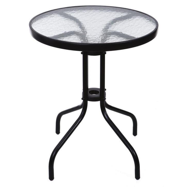 Glazen Balkontafel 60cm Zwart | Compact Design | OP=OP, Tuin en Terras, Tuintafels, Rond, Nieuw, Metaal, Ophalen of Verzenden