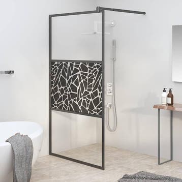 vidaXL Inloopdouchewand met stenenmotief 100x195 cm ESG-glas, Doe-het-zelf en Verbouw, Sanitair, Verzenden, Nieuw